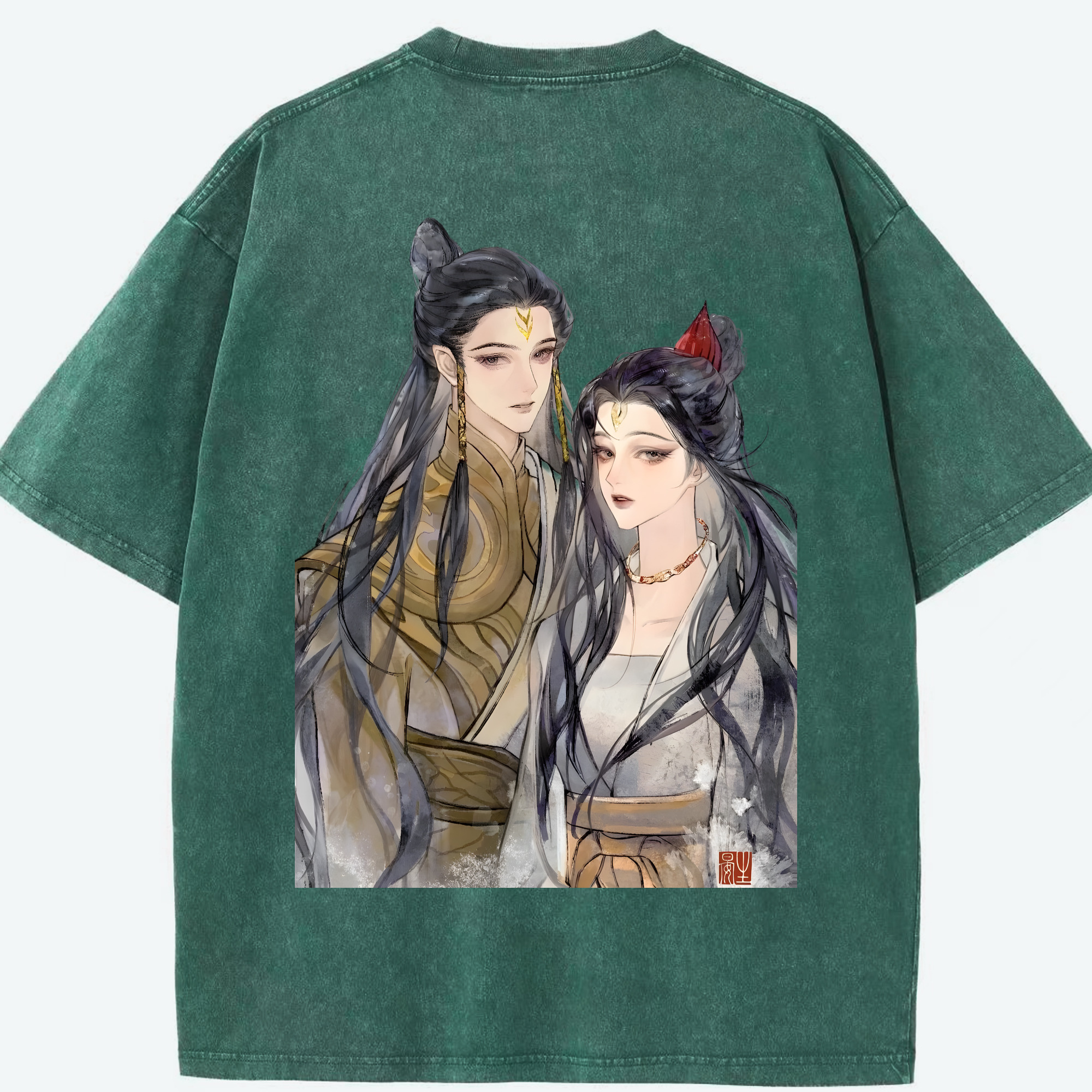 （画像用） Ne Zha 2 ナタ 魔童の大暴れ 綿100% ヴィンテージ風 半袖Tシャツ（背面プリント）